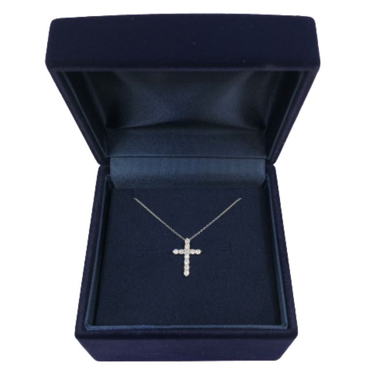 〈 甲府ジュエリー 〉甲府市で製造 プラチナ製 クロス ダイヤモンド ネックレス 0.3ct ［SIN13032P]