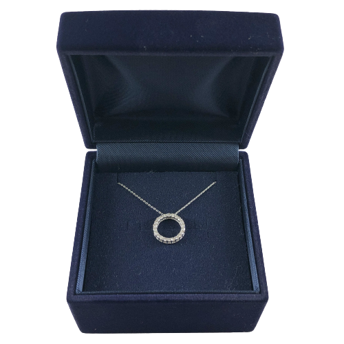 〈 甲府ジュエリー 〉プラチナ製 ハート＆キューピッドダイヤ 0.3ct サークル リバーシブル ネックレス 【1468749】