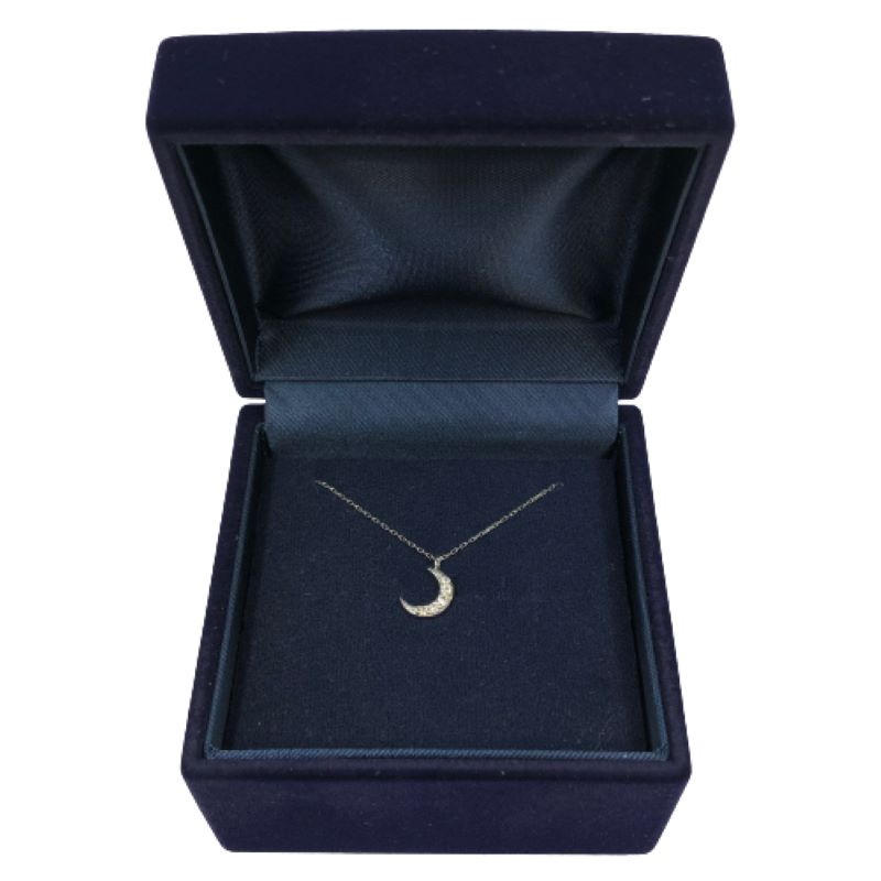 〈 甲府ジュエリー 〉プラチナ製 ハート＆キューピッドダイヤ 0.1ct 三日月 ペンダントネックレス【1458556】