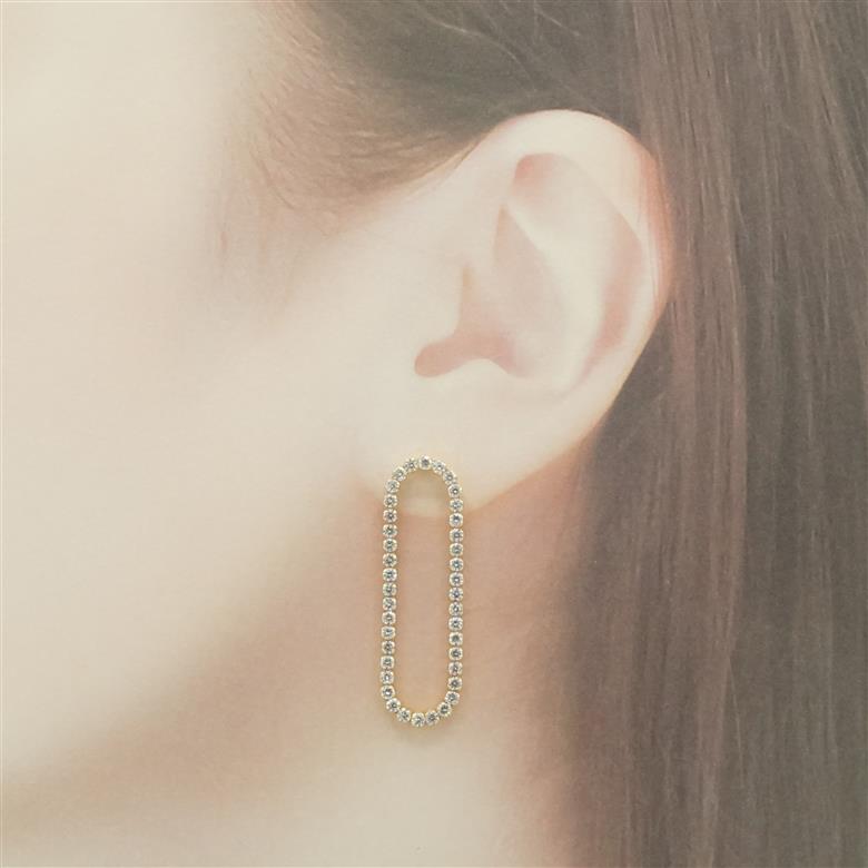 〈 甲府ジュエリー 〉2.0ctテニスピアス K18YG　ラボグロウンダイヤモンド　LD0065B