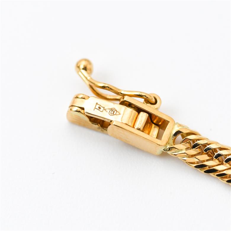 ＜ 甲府ジュエリー ＞K18 喜平 12面トリプル ブレスレット 4ｇ 18cm 造幣局検定刻印入 キヘイ チェーン 中折れ金具 メンズ レディース　TK0418S