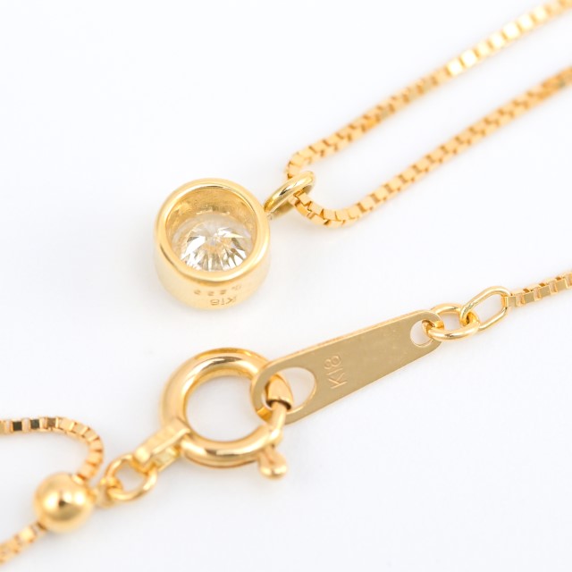 〈 甲府ジュエリー 〉K18 Dカラー 大粒 0.2ct フクリン ダイヤ ネックレス BPN-03020K