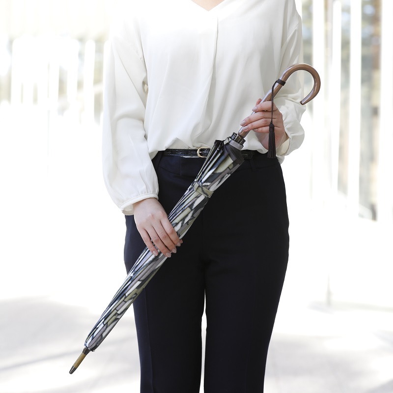 高級雨傘【チューリップ】カーキ色