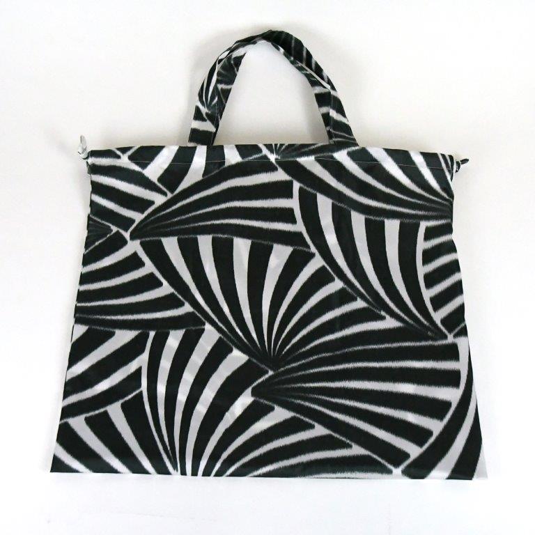 【2way レインバッグ】傘生地で作ったエコバッグ(カラビナ付)　てまり(黒)