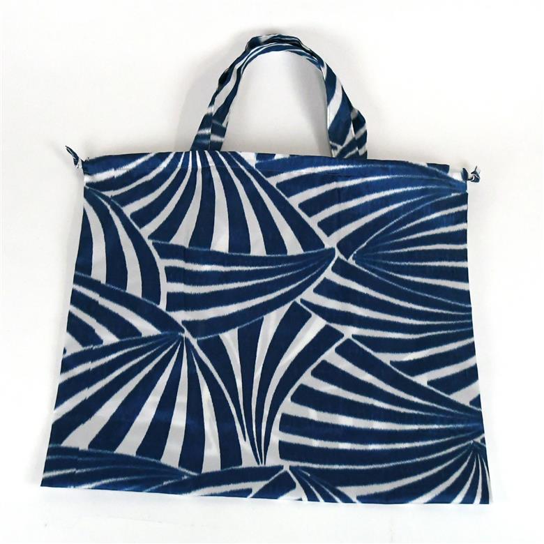 【2way レインバッグ】傘生地で作ったエコバッグ(カラビナ付)　てまり(青)