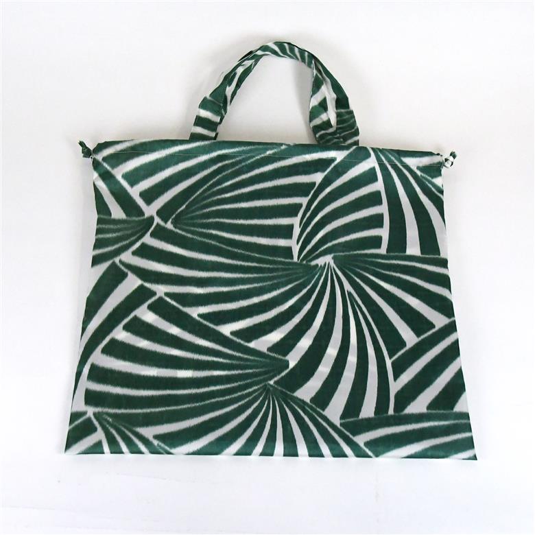 【2way レインバッグ】傘生地で作ったエコバッグ(カラビナ付)　てまり(緑)