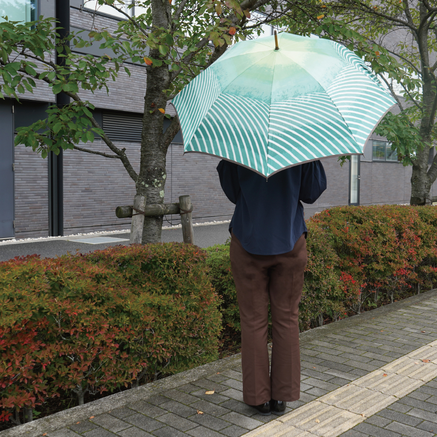 雨長傘　富士と水（緑）