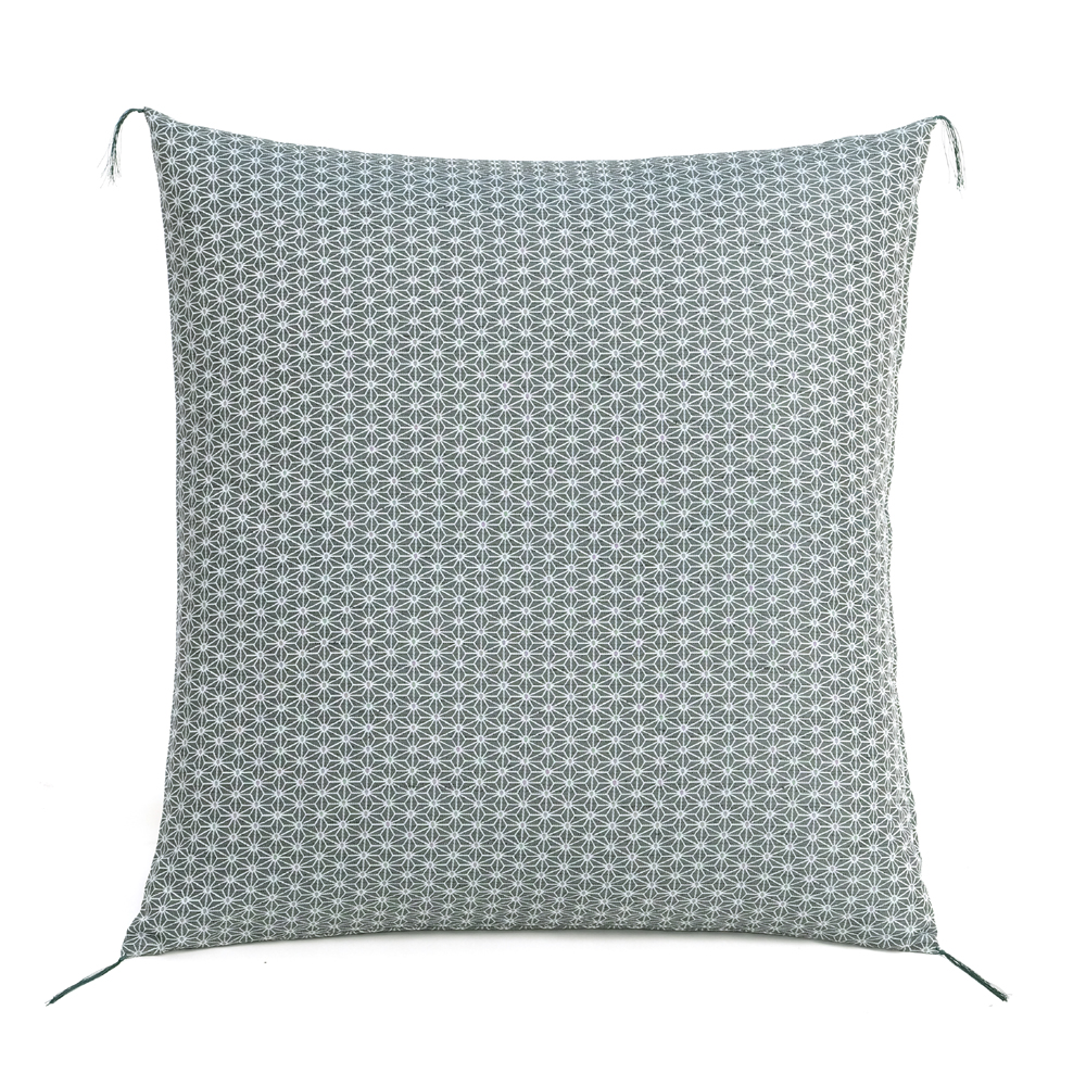 【撥水加工】麻の葉紋様 高級座布団カバー 緑色 銘仙判