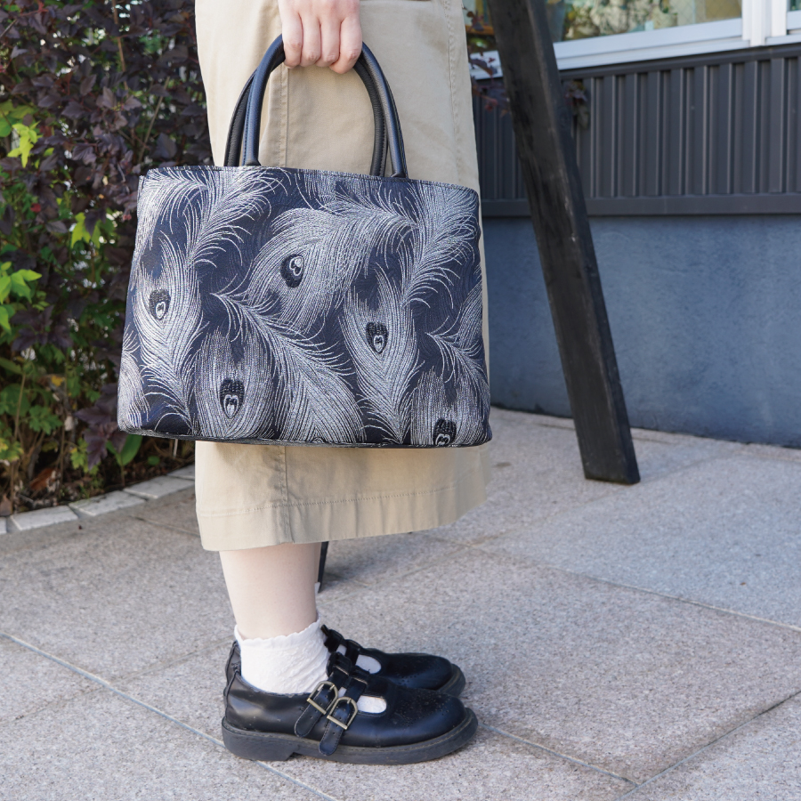 【ふじやま織】バッグ(クジャク柄)