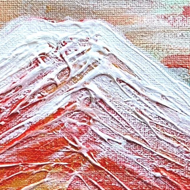 富士山溶岩パワーアート「春雪赤富士」