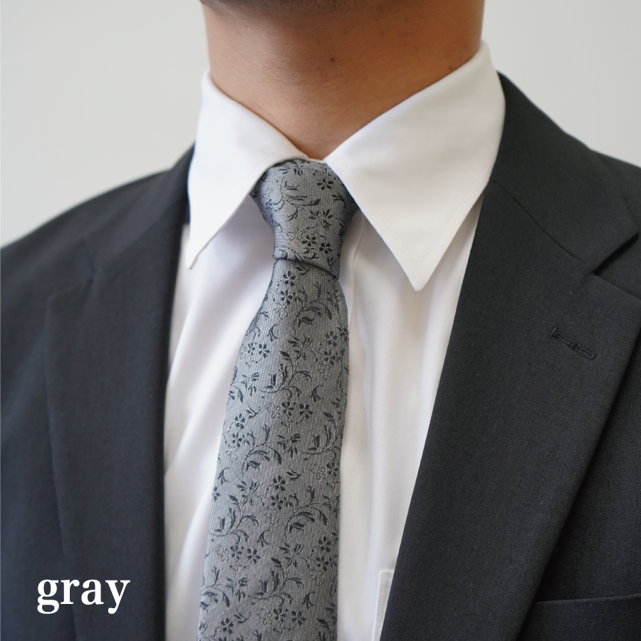 【Hadashin】トップ糸ネクタイ 204 (グレー)