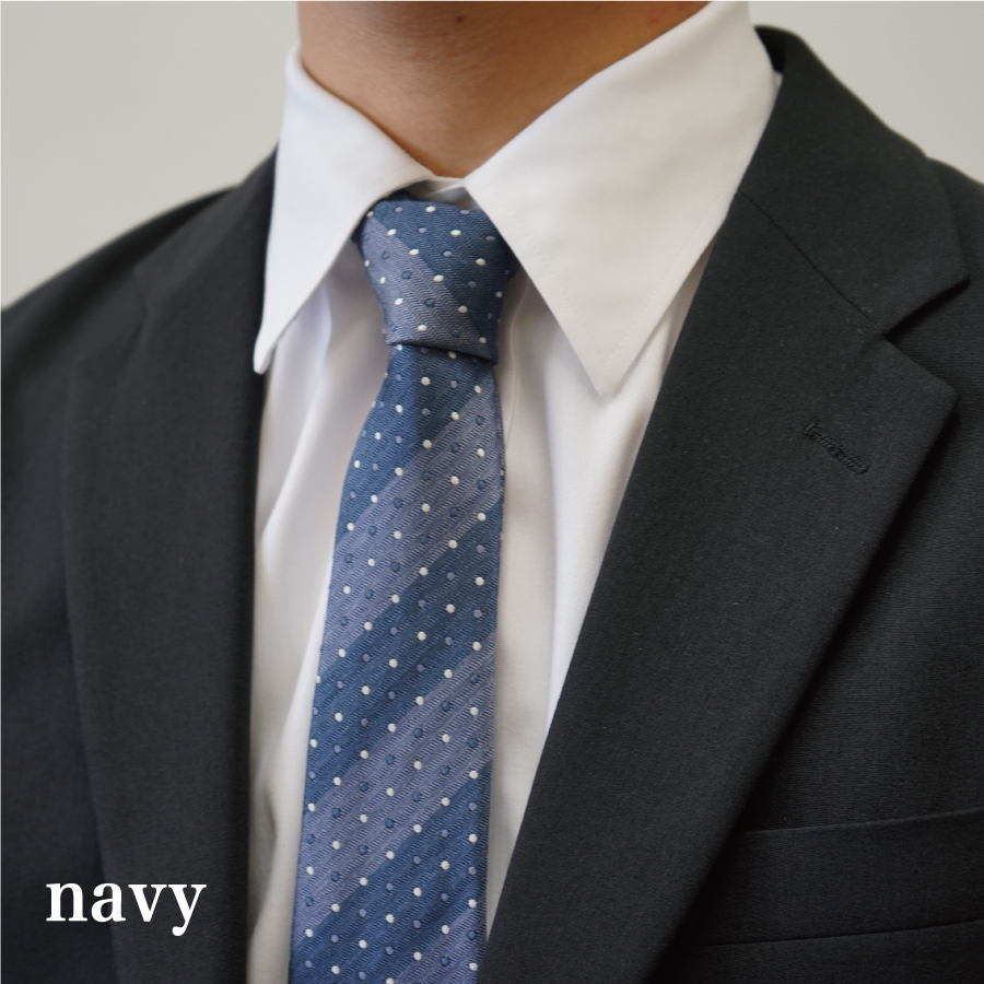 【Hadashin】トップ糸ネクタイ 201　大剣幅8cm（ネイビー）