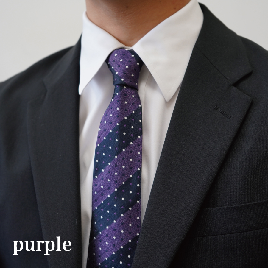 【Hadashin】トップ糸ネクタイ 201　大剣幅7cm（パープル）