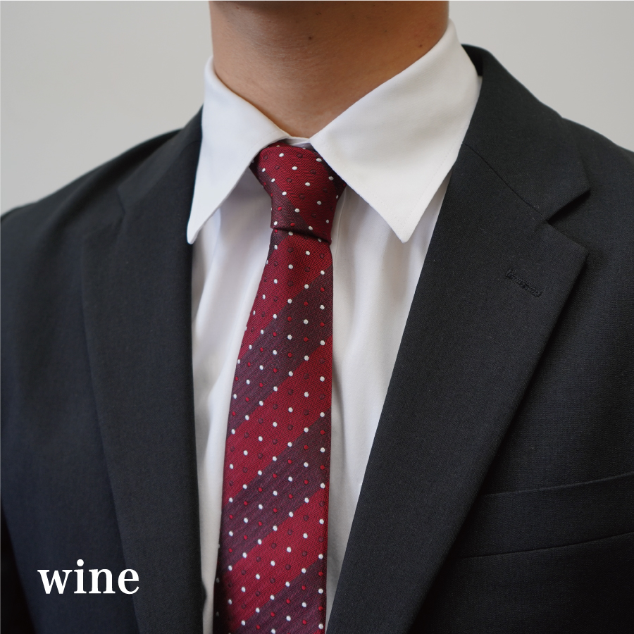 【Hadashin】トップ糸ネクタイ 201　大剣幅8cm（ワイン）