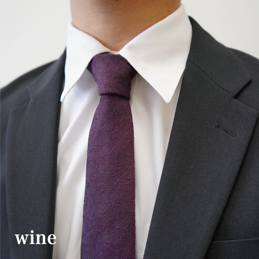 【Hadashin】トップ糸ネクタイ 204 (ワイン)