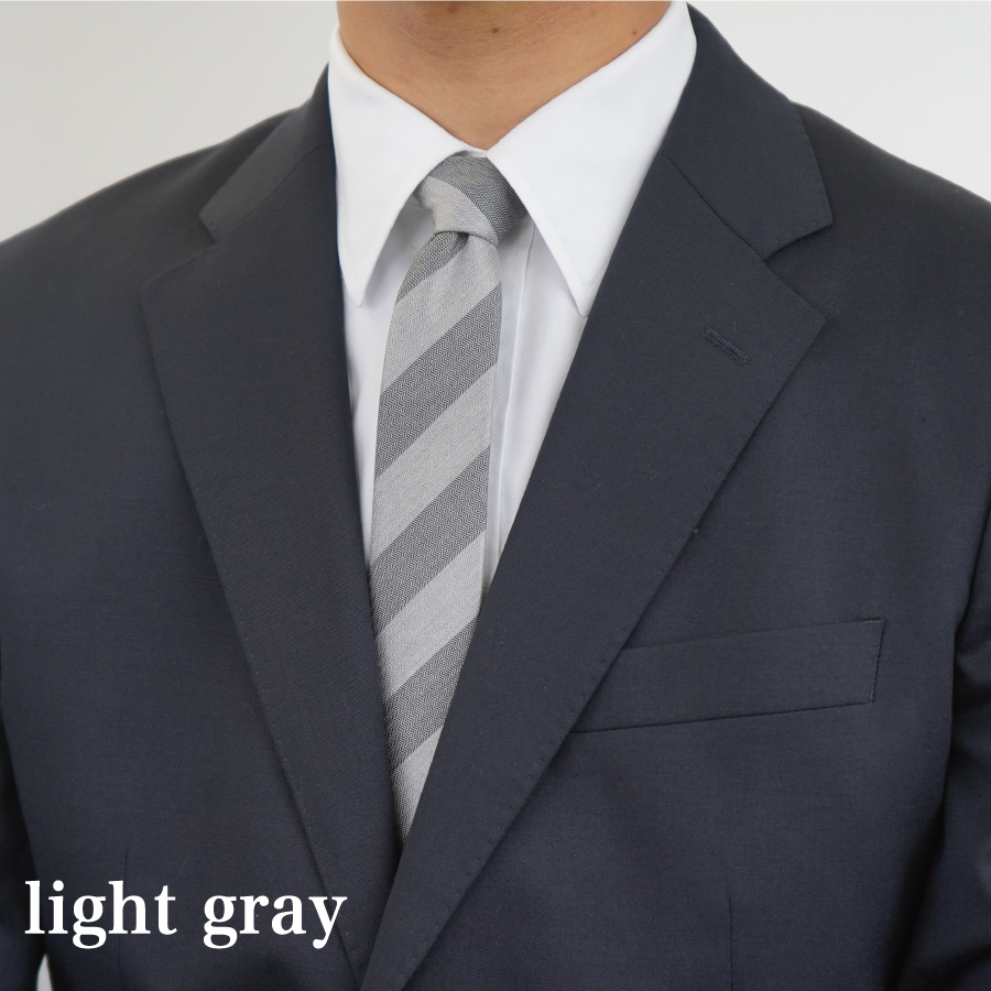 【Hadashin】トップ糸ネクタイ 203 (ライトグレー)