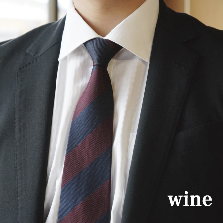 【Hadashin】シルクネクタイ（ワイン）【405　2段縞】