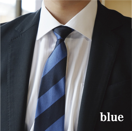 【Hadashin】シルクネクタイ（ブルー）【405　2段縞】