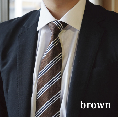 【Hadashin】シルクネクタイ（ブラウン）【406　ストライプ】
