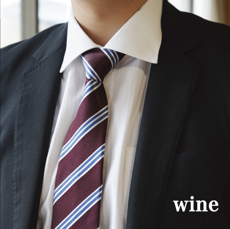 【Hadashin】シルクネクタイ（ワイン）【406　ストライプ】