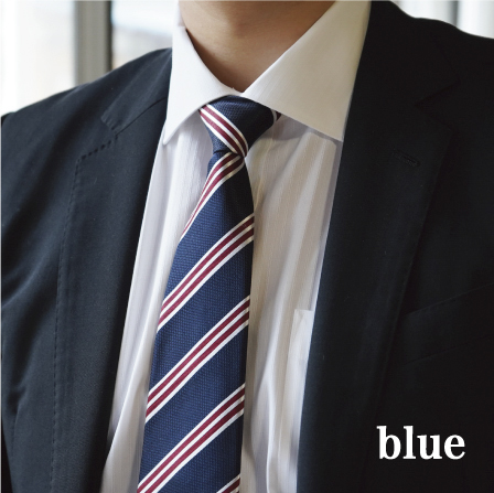 【Hadashin】シルクネクタイ（ブルー）【406　ストライプ】