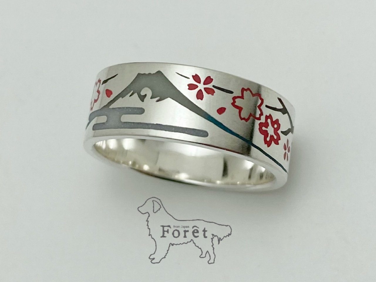【ハンドメイドアクセサリー】和柄リング(富士)蓄光バージョン