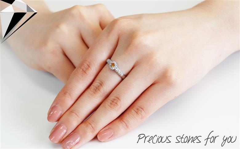 オレンジダイヤモンド プラチナリング KT1102　【ジュエリー 指輪】