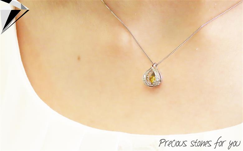 ナチュラルオレンジダイヤモンド トゥインクルストーンペンダント プラチナ ツユ　【ジュエリー ネックレス】