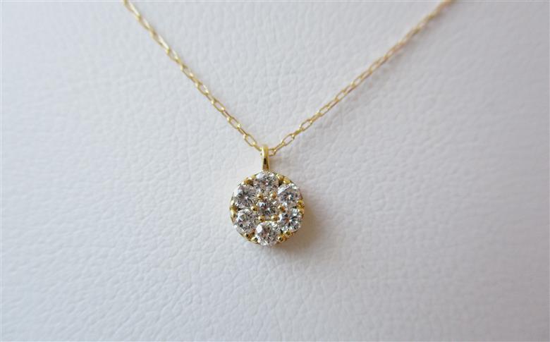 ラウンドダイヤモンドペンダント 【K18イエローゴールド】 MJ094　【ジュエリー ネックレス】 K18イエローゴールド