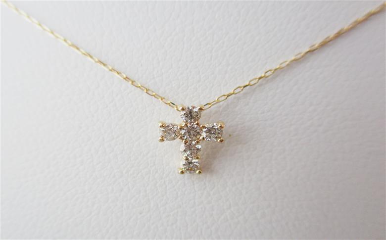 クロスダイヤモンドペンダント 【K18イエローゴールド】 MJ100　【ジュエリー】 K18イエローゴールド