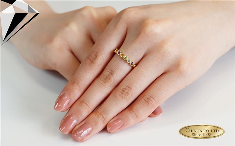 マルチカラーリング K18イエローゴールド KT-1077　【ジュエリー 指輪】