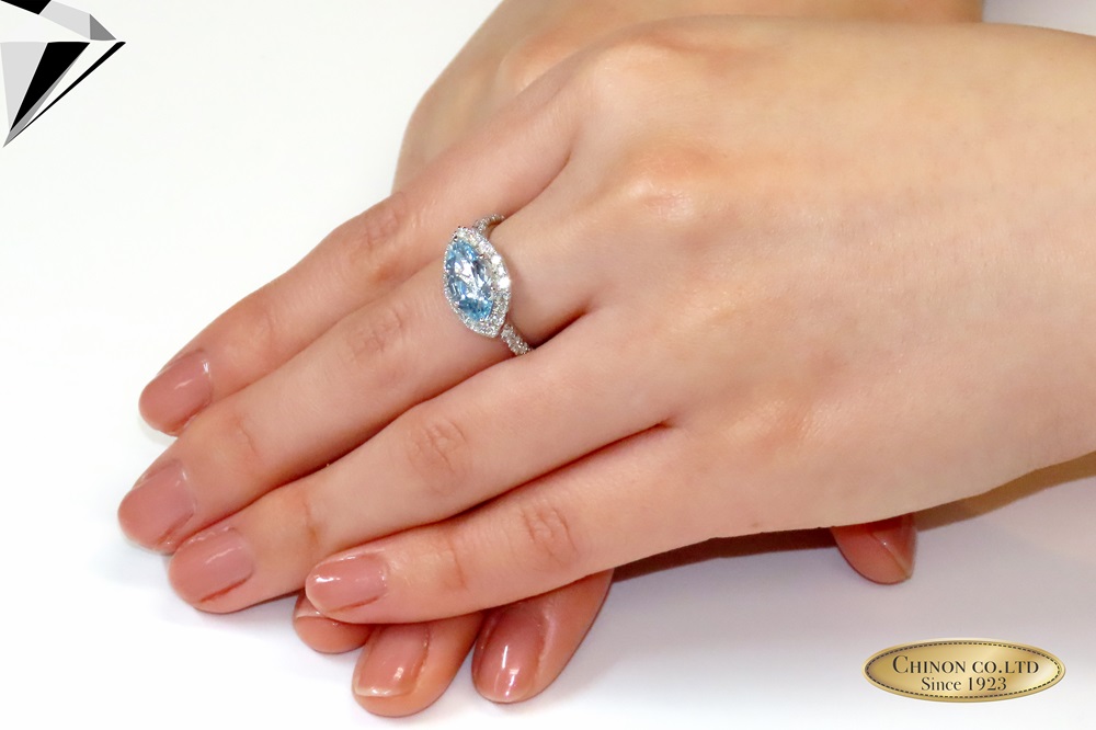 PT マーキースアクアマリン/ダイヤモンドリング　KT-1187　【ジュエリー 指輪】