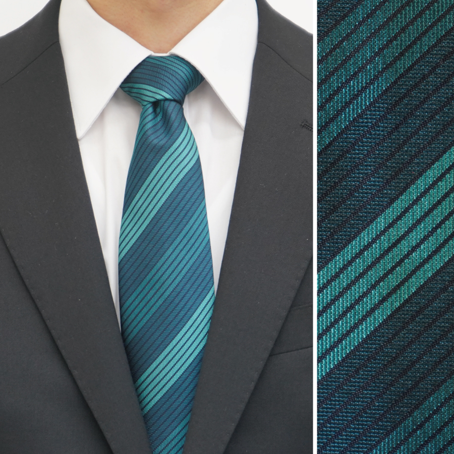 カシワギオリジナル ネクタイ「ストライプ」S336 グリーン