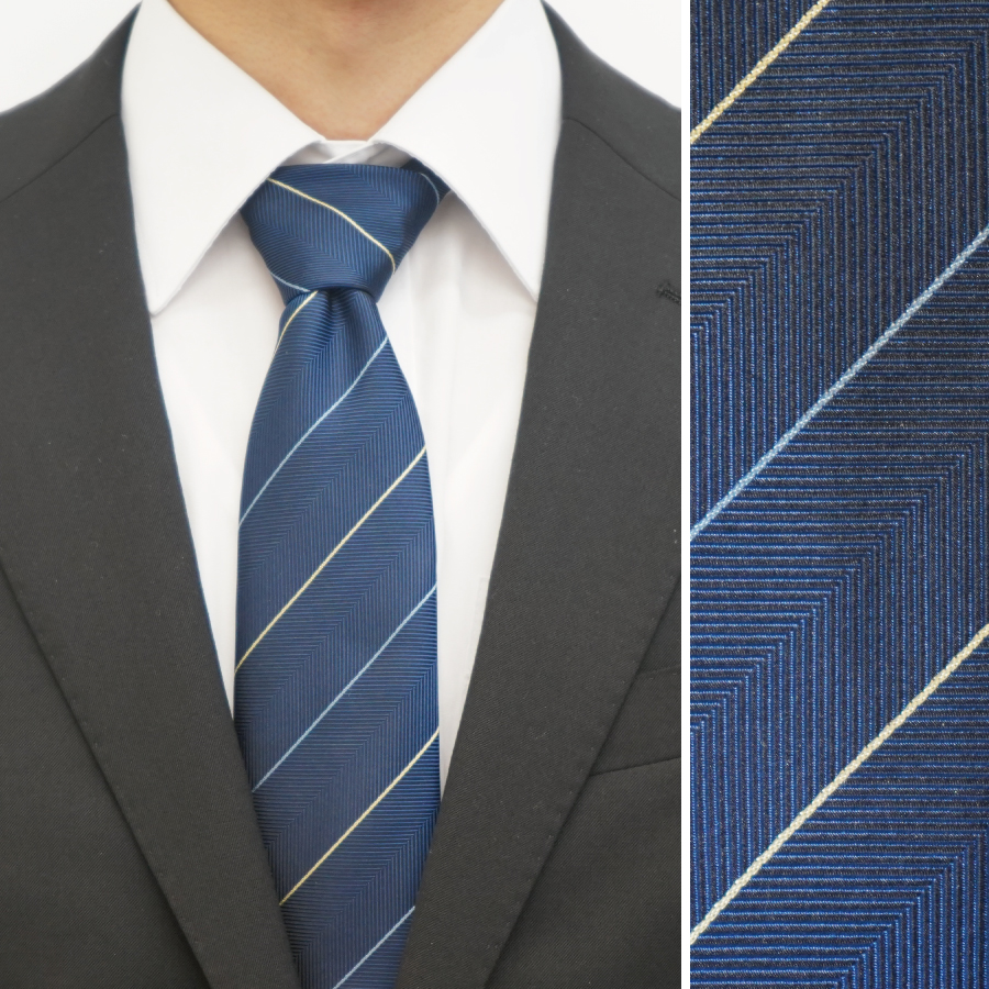 カシワギオリジナル ネクタイ「ストライプ」S168 ブルー