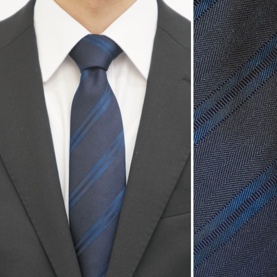 カシワギオリジナル ネクタイ「ストライプ」S027 ネイビー