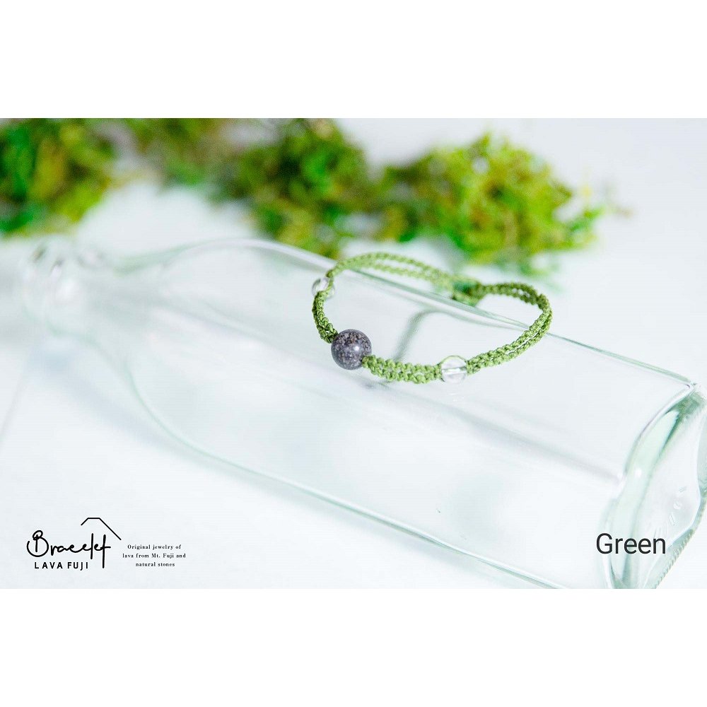 富士山溶岩ブレスレット（ワックスコード）【単色】【グリーン】～Lava Fuji Bracelet～