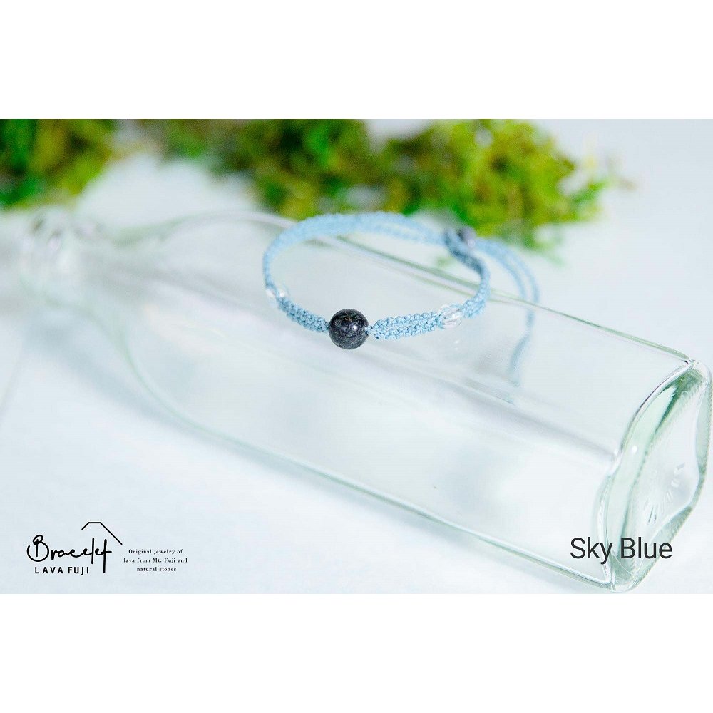 富士山溶岩ブレスレット（ワックスコード）【単色】【スカイブルー】～Lava Fuji Bracelet～