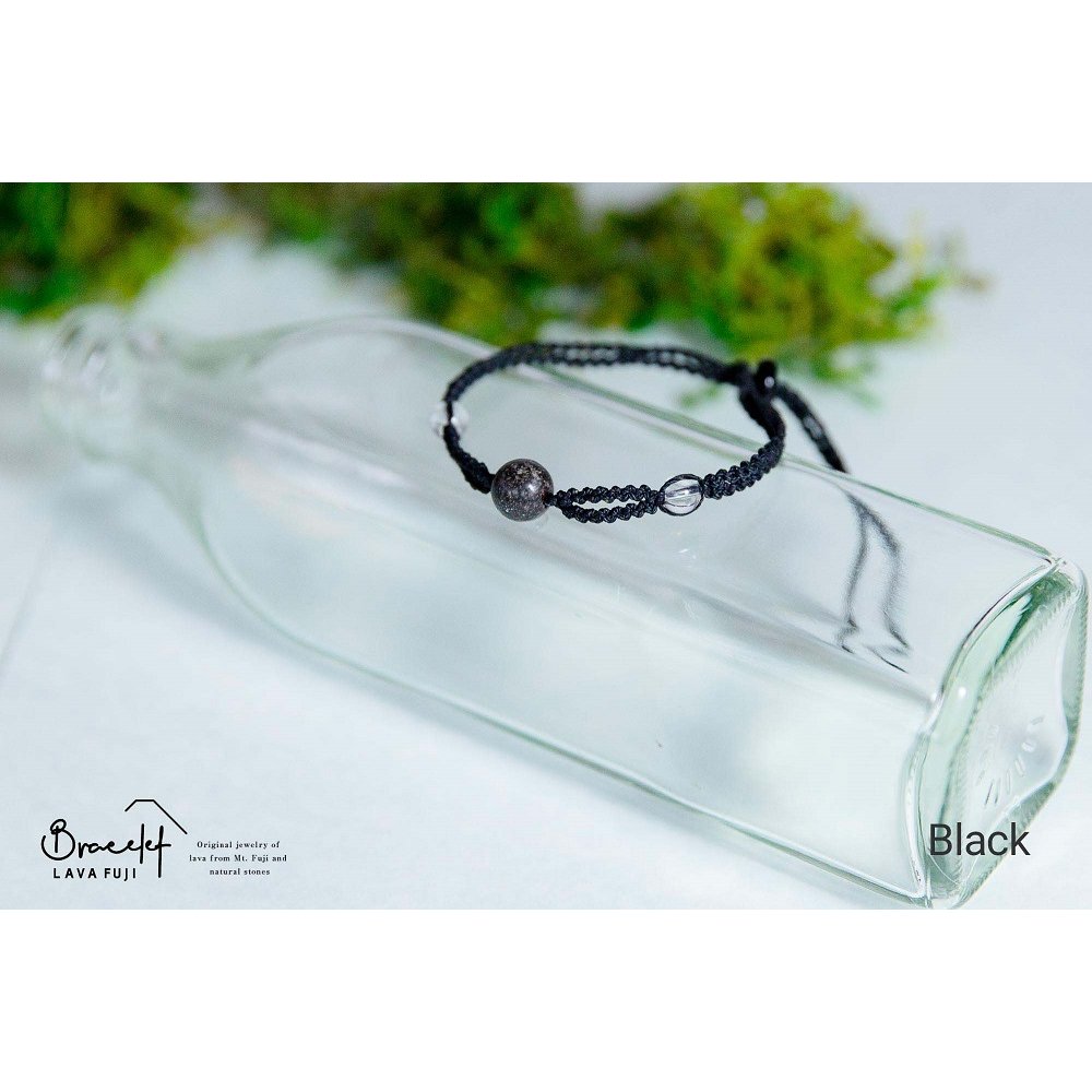 富士山溶岩ブレスレット（ワックスコード）【単色】【ブラック】～Lava Fuji Bracelet～
