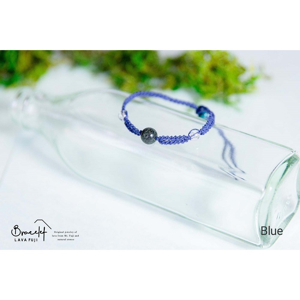 富士山溶岩ブレスレット（ワックスコード）【単色】【ブルー】～Lava Fuji Bracelet～