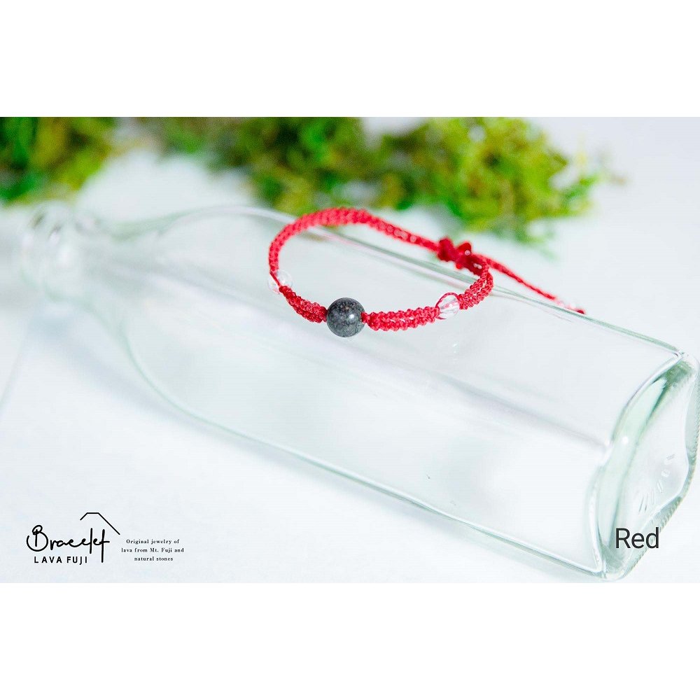 富士山溶岩ブレスレット（ワックスコード）【単色】【レッド】～Lava Fuji Bracelet～