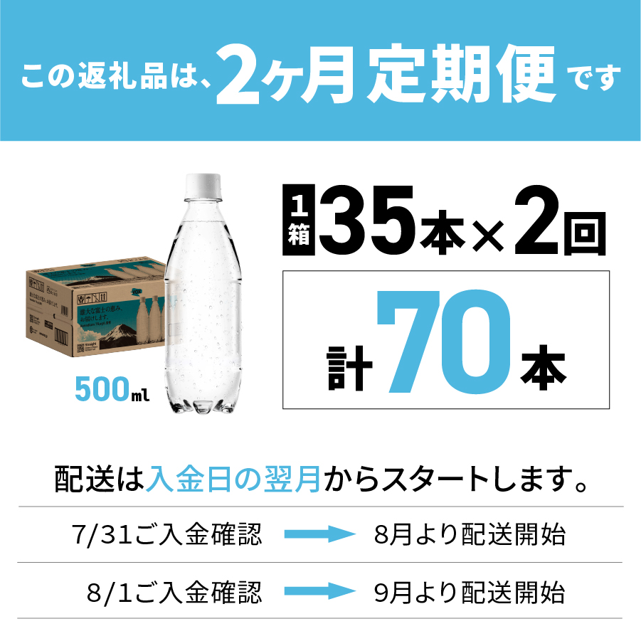 【2か月定期便】VOX バナジウム 強炭酸水 500ml 35本 ラベルレス【富士吉田市限定カートン】