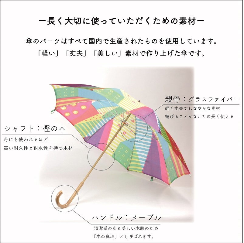 高級晴雨兼用傘「マルサンカクシカク」(カラフル)