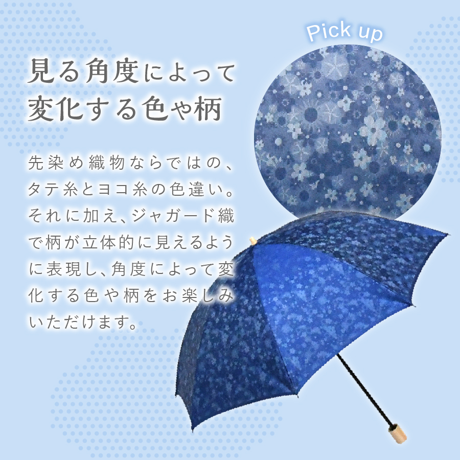 花ジャガード（晴雨兼用折りたたみ傘）ブルー