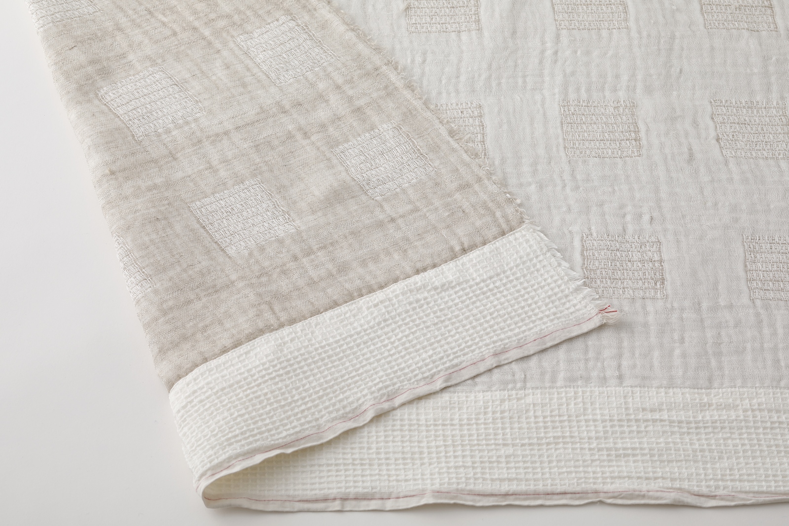 ジャガード織ダブルガーゼブランケット（ベージュ）テンジンファクトリー製