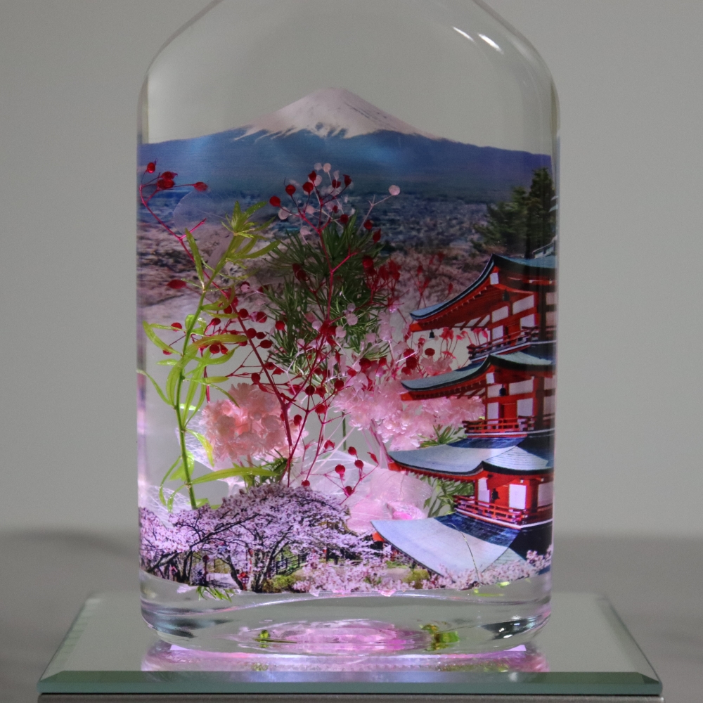 【LEDライト付】ハーバリウム 富士山