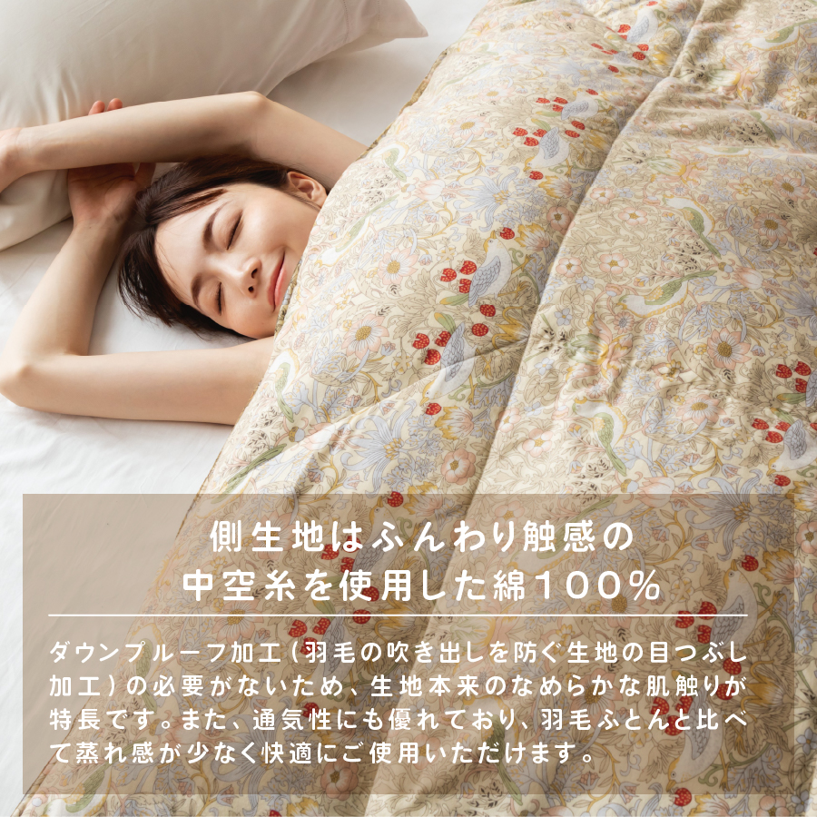 【老舗寝具メーカーロマンス小杉監修】羽毛と絹（シルク）を合わせた究極の掛けふとん シングルサイズ (ベージュ)