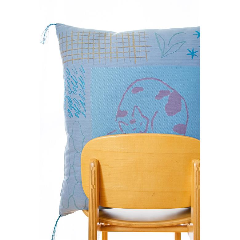 ギュッとしてホッとする小さなザブトン　ひるねのねこシリーズ　まる丸ねこ（ブルー）