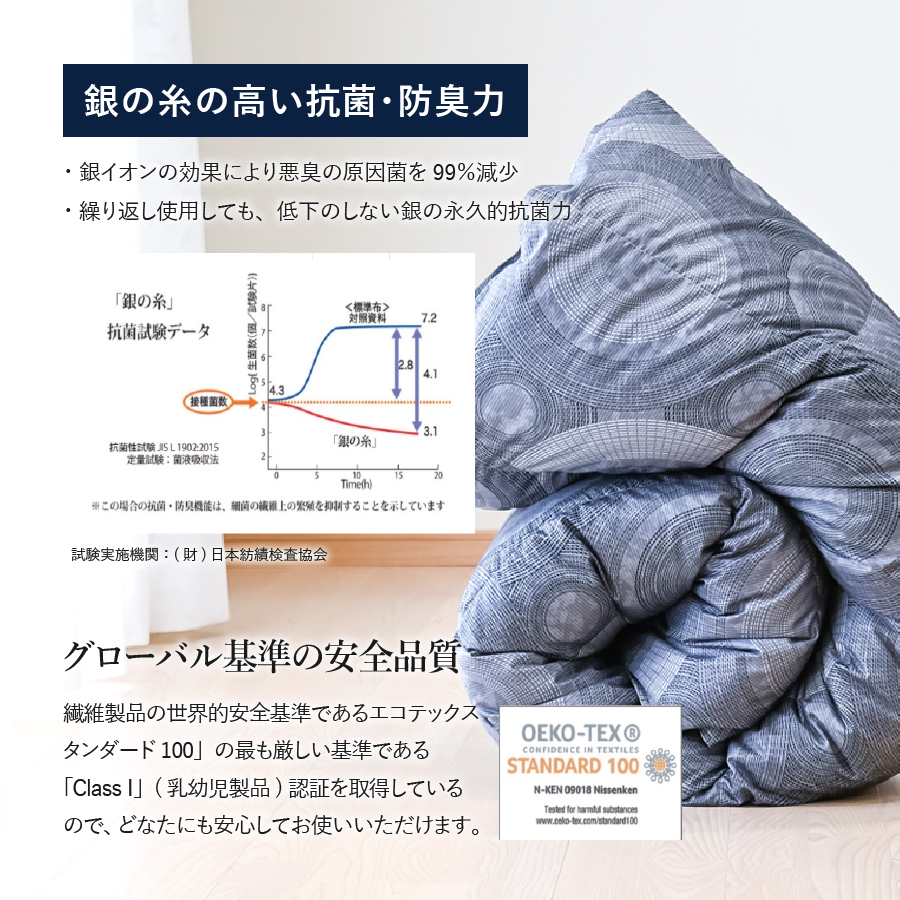 【純銀の糸】ちょうどいい中厚タイプの羽毛布団【ハンガリー産ホワイトマザー95％】シングル S:シングル