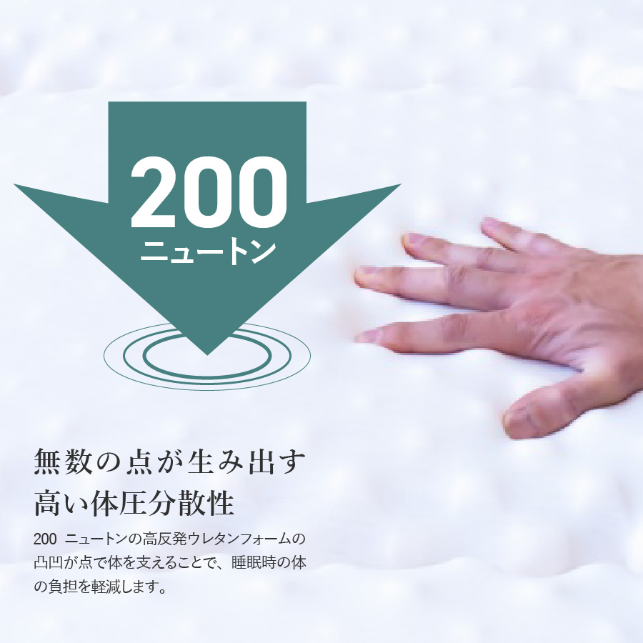 高密凸凹ウレタンマットレス 天然ウール100%入り(ダブル) D:ダブル