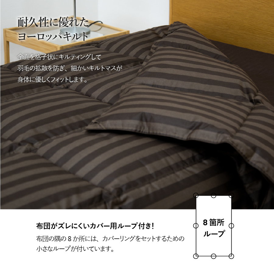 【ダニ忌避率95.9%】さらっと薄手タイプの羽毛布団　ディープブラウン（セミダブル） ディープブラウン SD:セミダブル